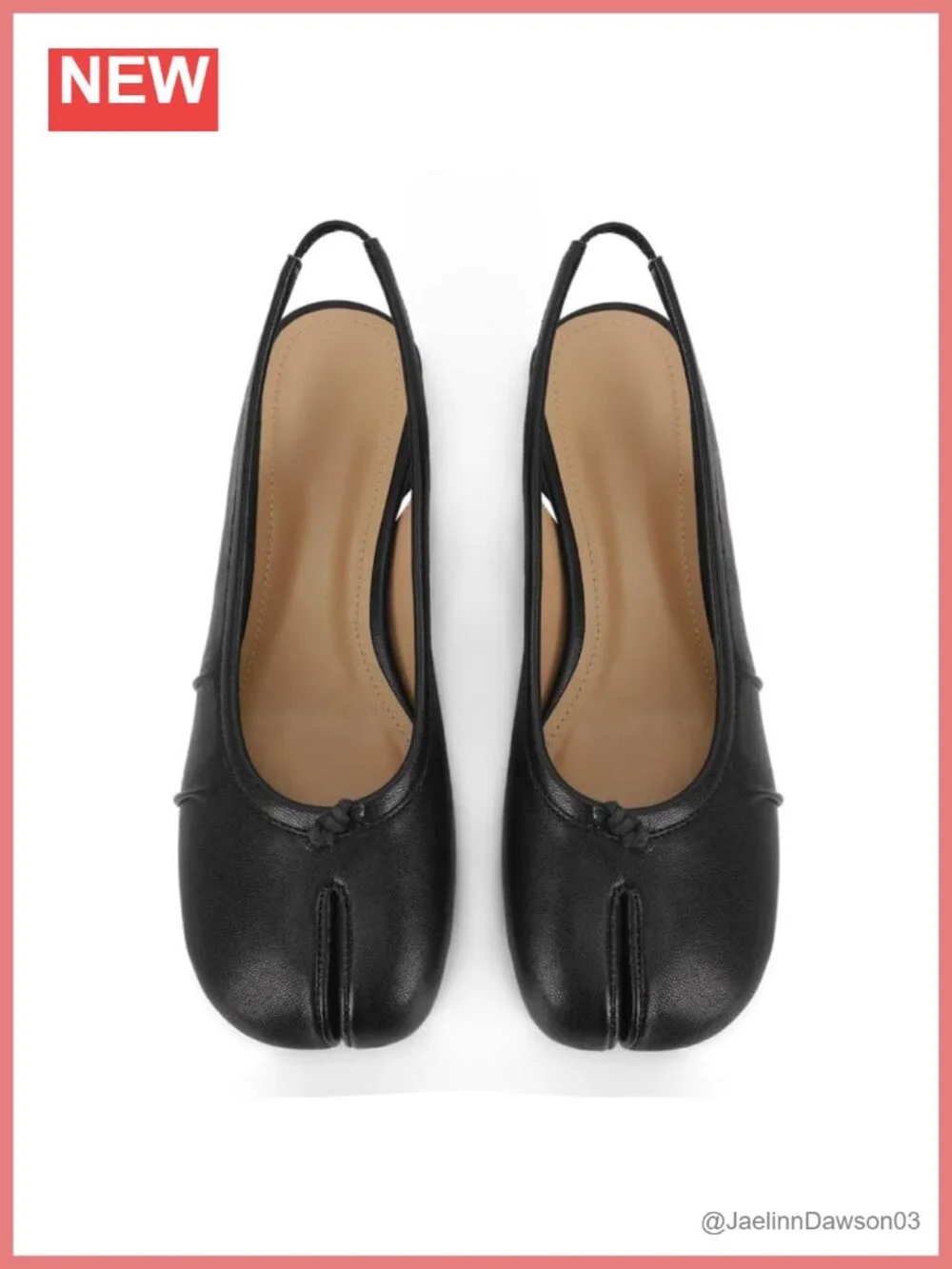 Tabi Split Toe Slingback Low Block Heel PU Pumps for Women